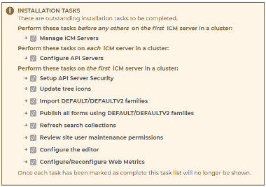 Installation Task Checklist