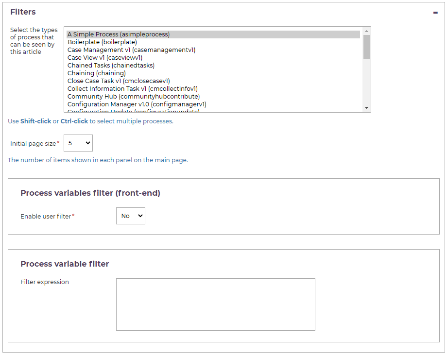 Self Service - Process and History Configuration