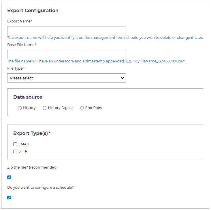 Export Configuration