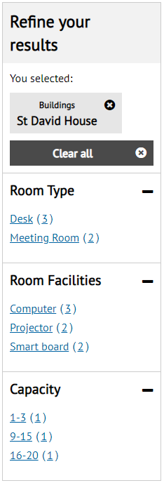 Room Search Facets