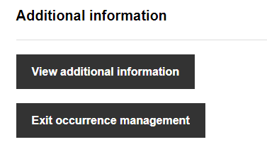 Occurrence Management Additional Info