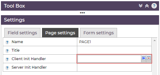 Page Settings Init Handler