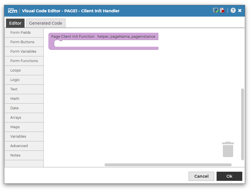 Client Init Code Editor