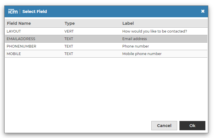 List of Fields