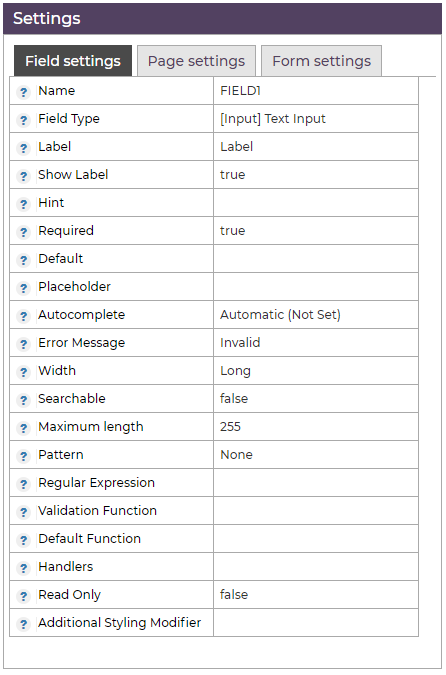 Text Input Default Settings