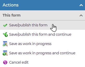 Form Action Panel