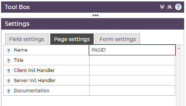 Page Name Setting