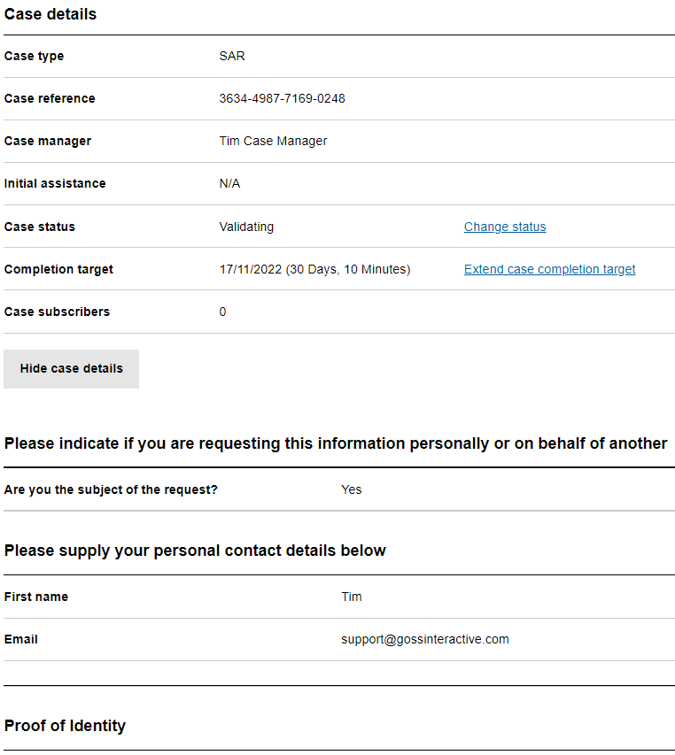 SAR Case Details