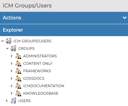 iCM Groups/Users Explorer