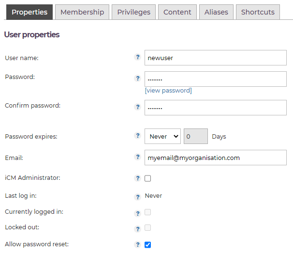 User Properties