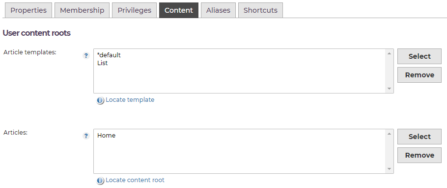 User Content Roots