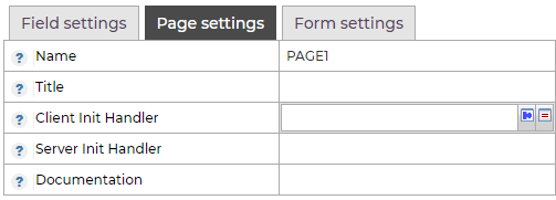 Page Settings - Client Init Handler