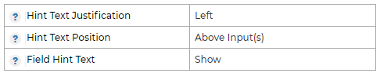Hint Text Settings