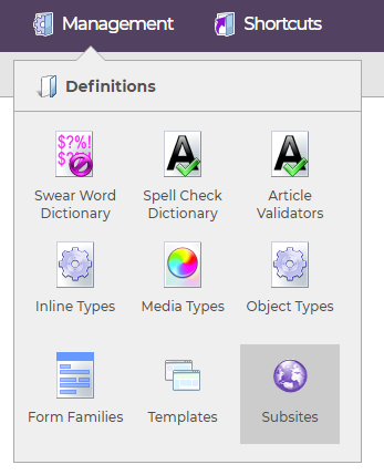 Subsite Definitions