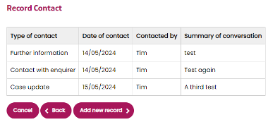 Adding Additional Contact Records