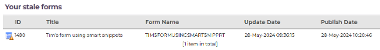 List of Stale Forms