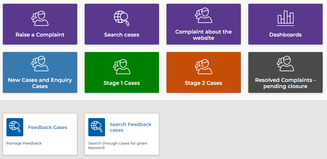 Complaint Case Landing Page